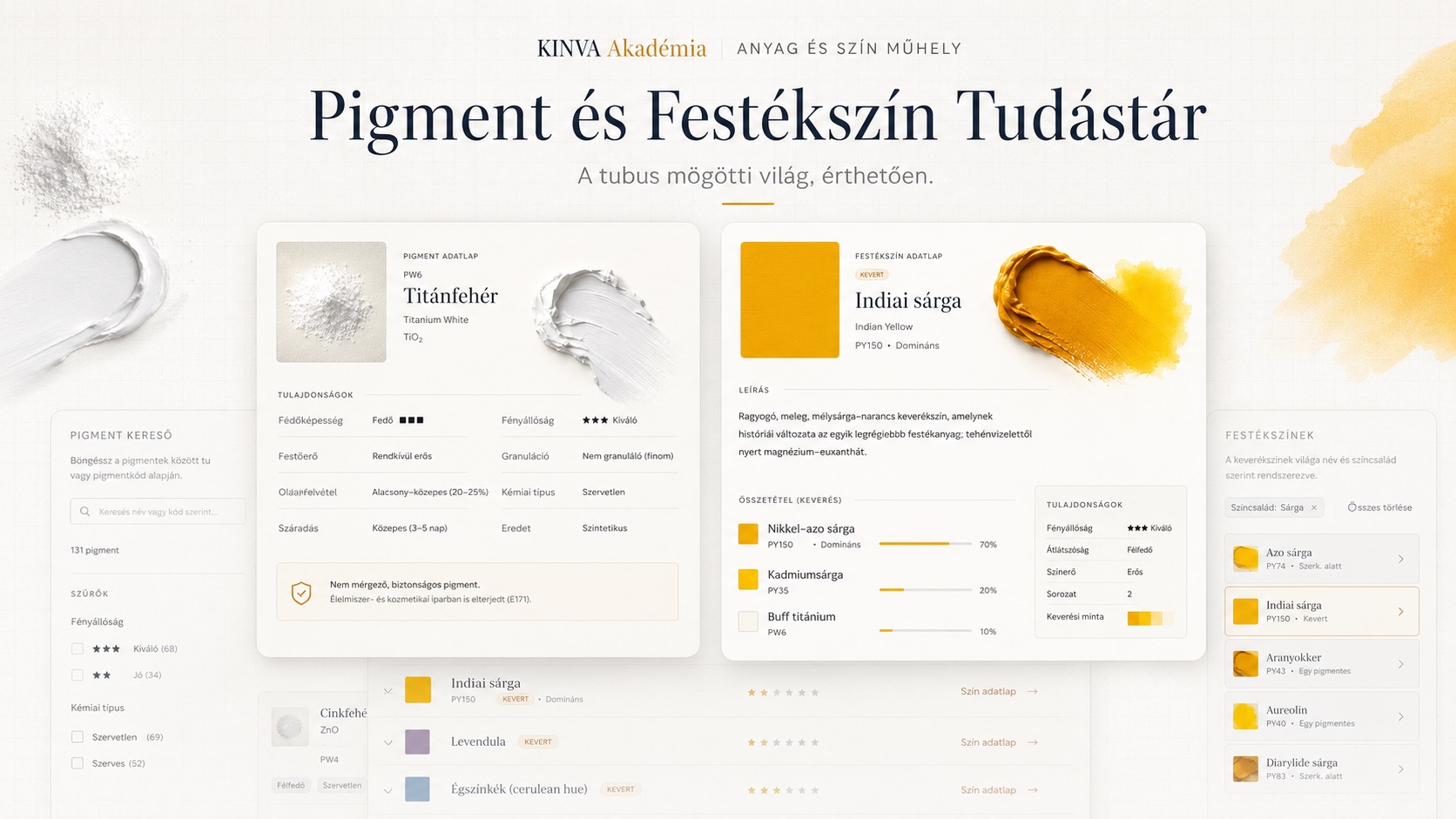 Pigment és Festékszín Tudástár: a tubus mögötti világ, érthetően
